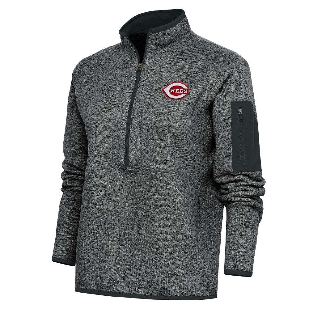 MLB Cincinnati Reds Antigua Women's Logo Fortune Quarter-Zip Pullover Jacket