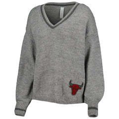 NBA Chicago Bulls Lusso Women's Scarletts Lantern Sleeve Tri-Blend V-Neck Pullover Sweater