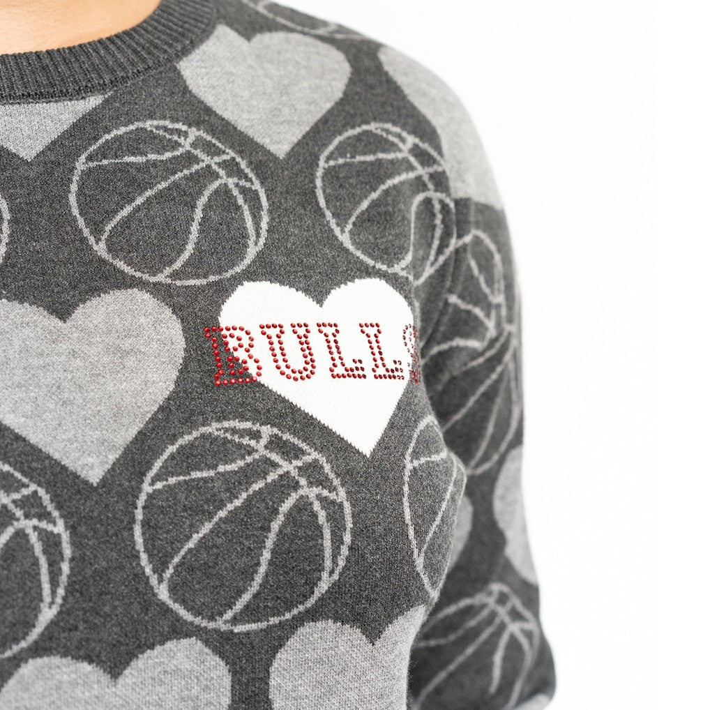NBA Chicago Bulls Lusso Women's Basketball Love Swarovski Crystal Intarsia Pullover Sweater sale