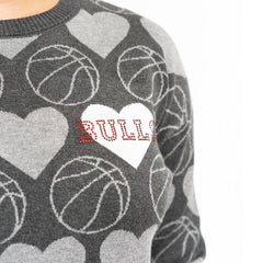 NBA Chicago Bulls Lusso Women's Basketball Love Swarovski Crystal Intarsia Pullover Sweater sale
