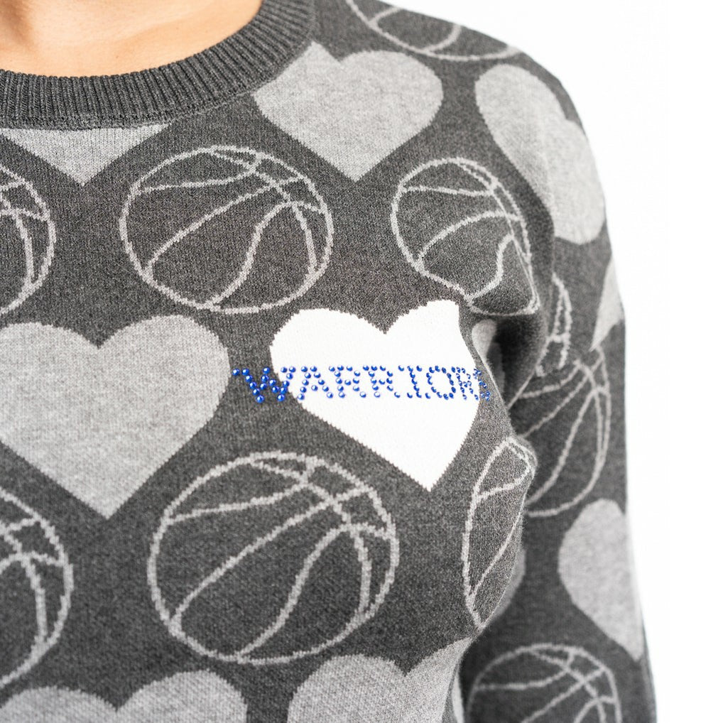NBA Golden State Warriors Lusso Women's Basketball Love Swarovski Crystal Intarsia Pullover Sweater sale