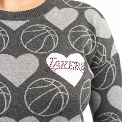 NBA Los Angeles Lakers Lusso Women's Basketball Love Swarovski Crystal Intarsia Pullover Sweater