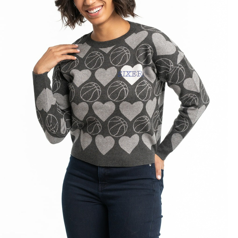 NBA Philadelphia 76ers Lusso Women's Basketball Love Swarovski Crystal Intarsia Pullover Sweater