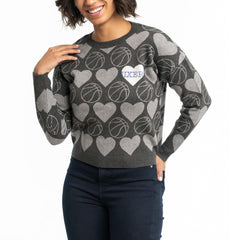 NBA Philadelphia 76ers Lusso Women's Basketball Love Swarovski Crystal Intarsia Pullover Sweater