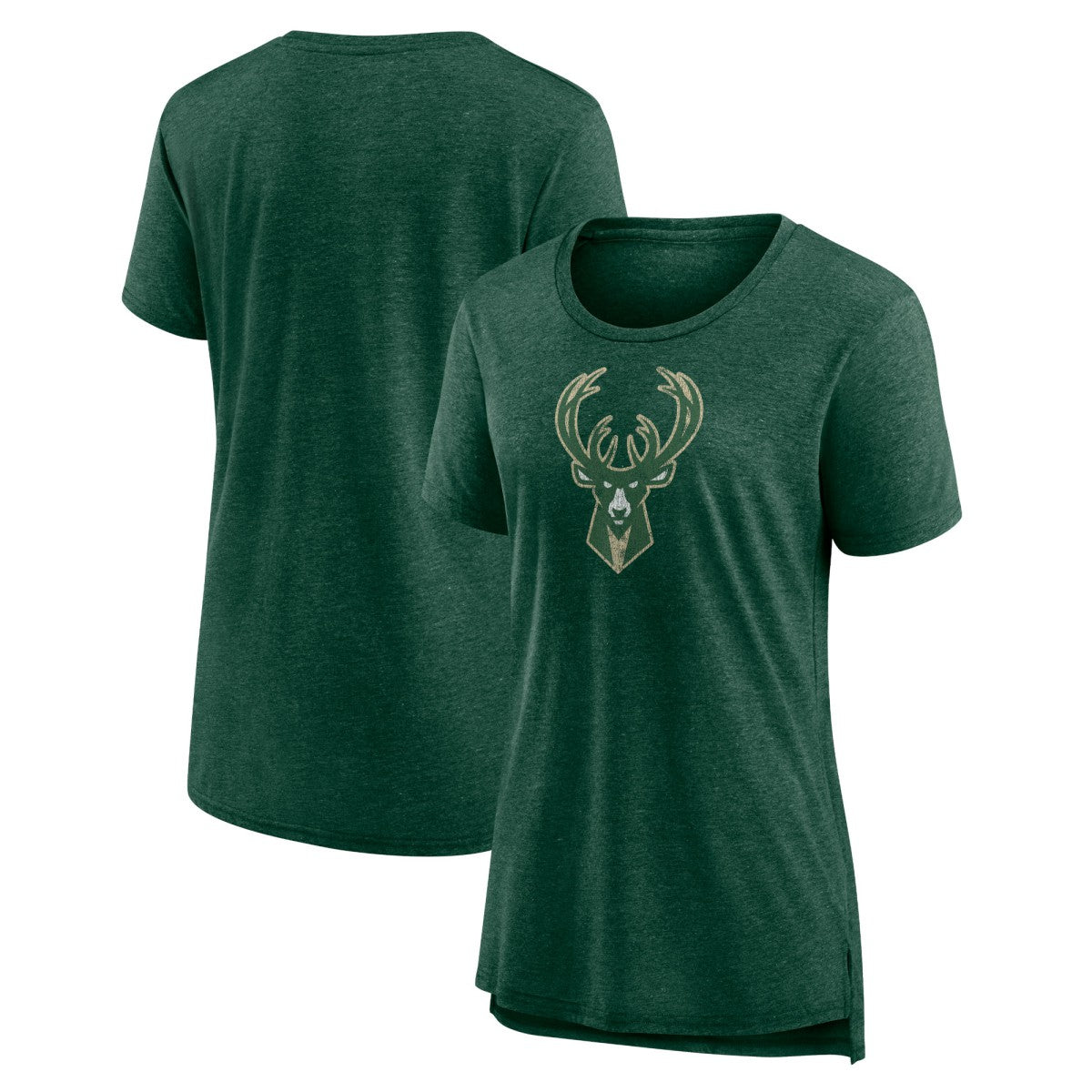 NBA Milwaukee Bucks Women's Distressed Logo Tri-Blend T-Shirt