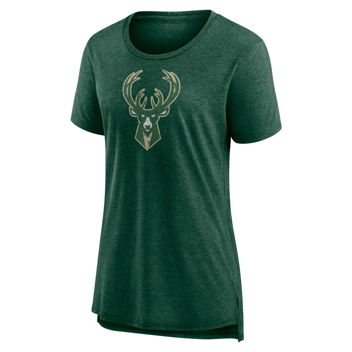NBA Milwaukee Bucks Women's Distressed Logo Tri-Blend T-Shirt