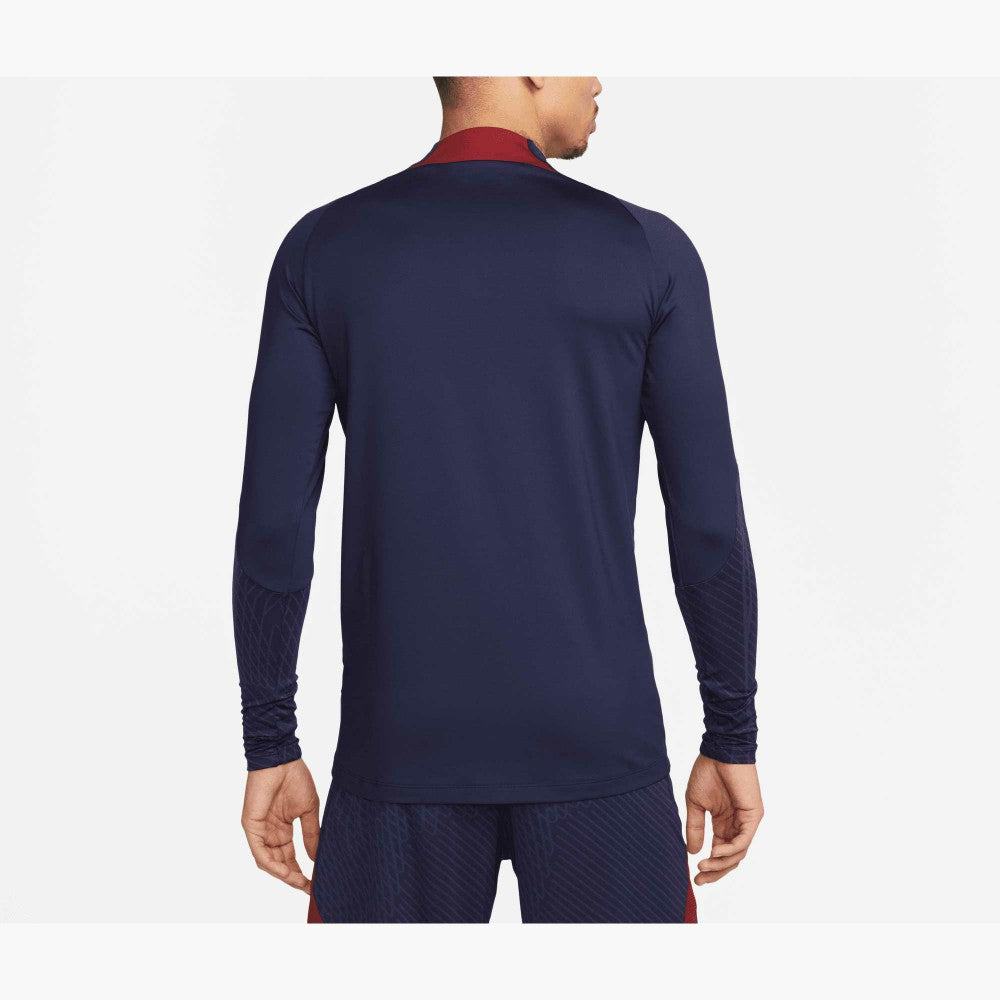 Paris Saint-Germain 2023/24 Strike Drill Performance Raglan Quarter-Zip Long Sleeve Top - Nike Navy