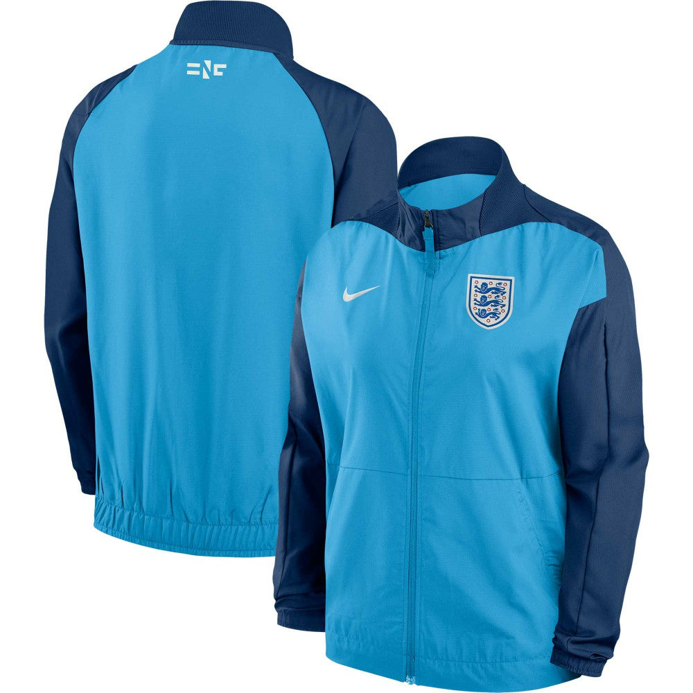 England Women's National Team Women's 2023 Anthem Raglan Performance Full-Zip Jacket - Nike Blue