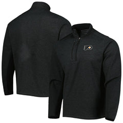 NHL Heathered Black Philadelphia Flyers Antigua Course Quarter-Zip Jacket