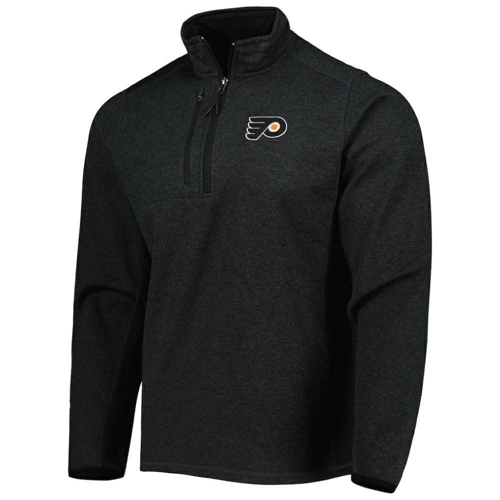 NHL Heathered Black Philadelphia Flyers Antigua Course Quarter-Zip Jacket