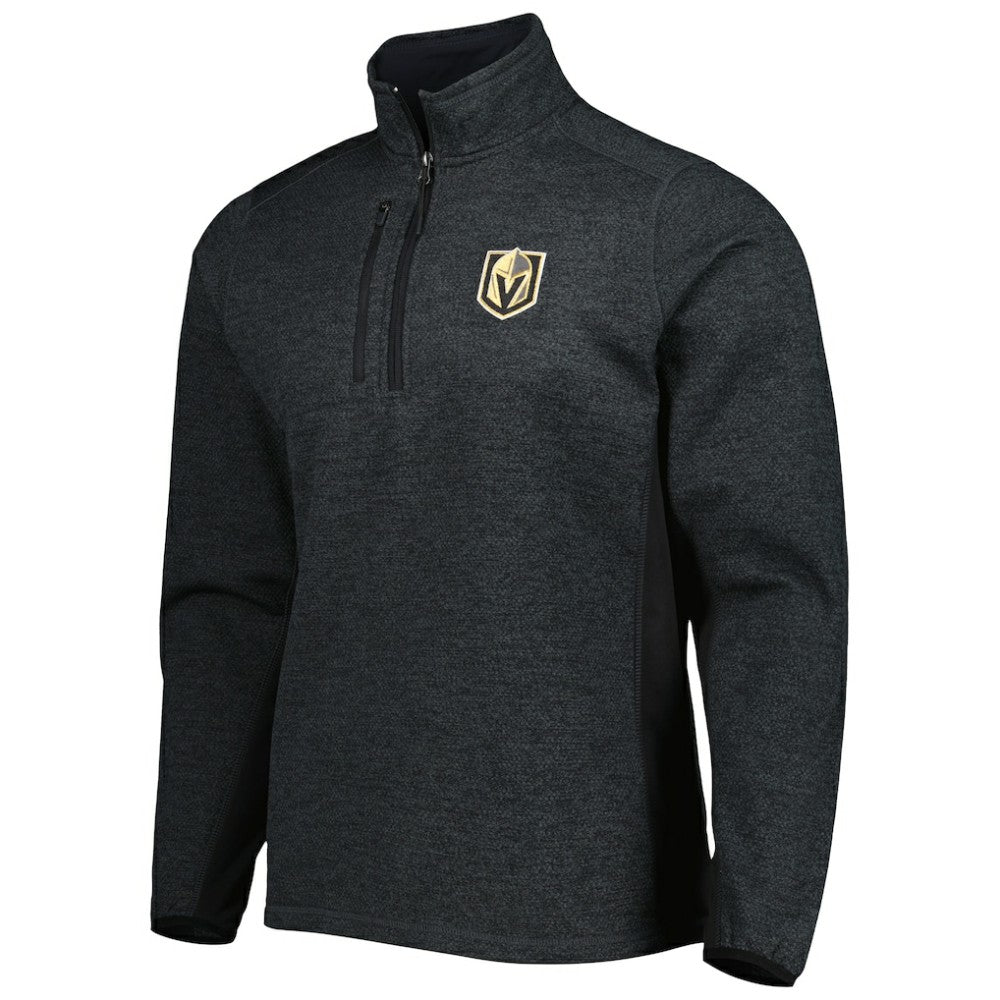 NHL Heathered Black Vegas Golden Knights Antigua Course Quarter-Zip Jacket