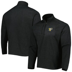 NHL Heathered Black Pittsburgh Penguins Antigua Course Quarter-Zip Jacket