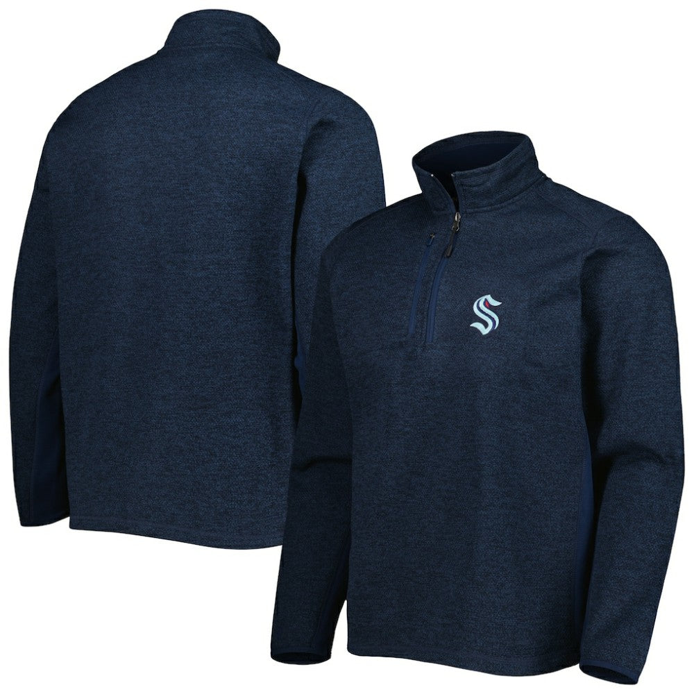 NHL Heathered Deep Sea Blue Seattle Kraken Antigua Course Quarter-Zip Jacket