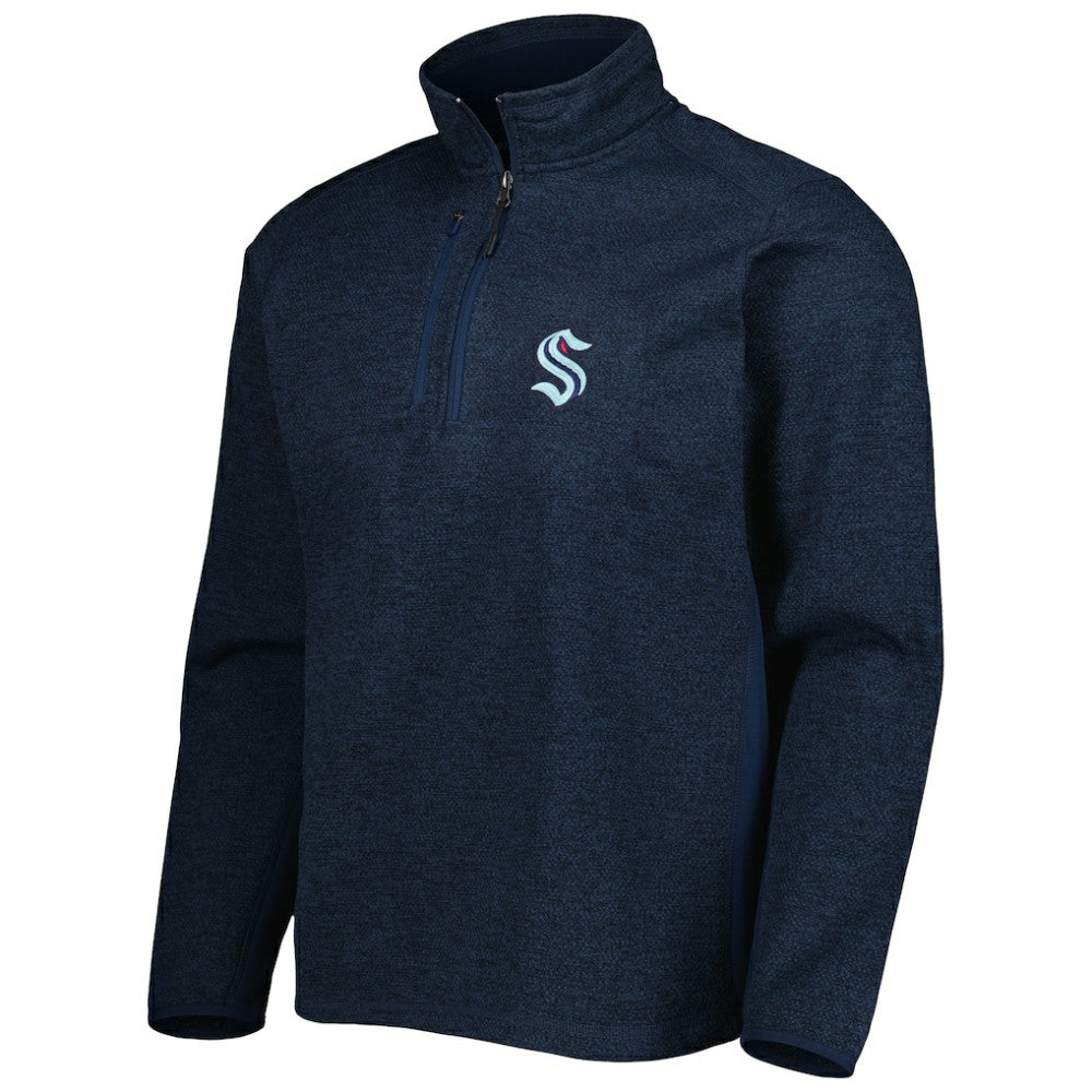 NHL Heathered Deep Sea Blue Seattle Kraken Antigua Course Quarter-Zip Jacket