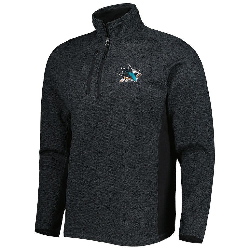 NHL Heathered Black San Jose Sharks Antigua Course Quarter-Zip Jacket