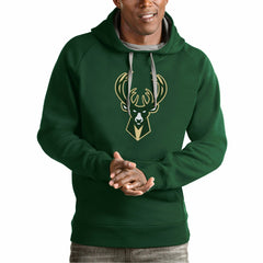 NBA Milwaukee Bucks Antigua Team Logo Victory Pullover Hoodie