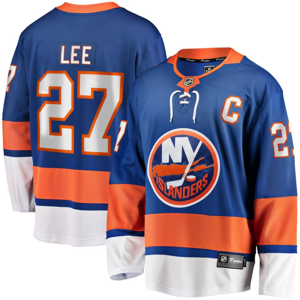 NHL Royal Anders Lee New York Islanders Fanatics Home Captain Patch Breakaway Player Jersey