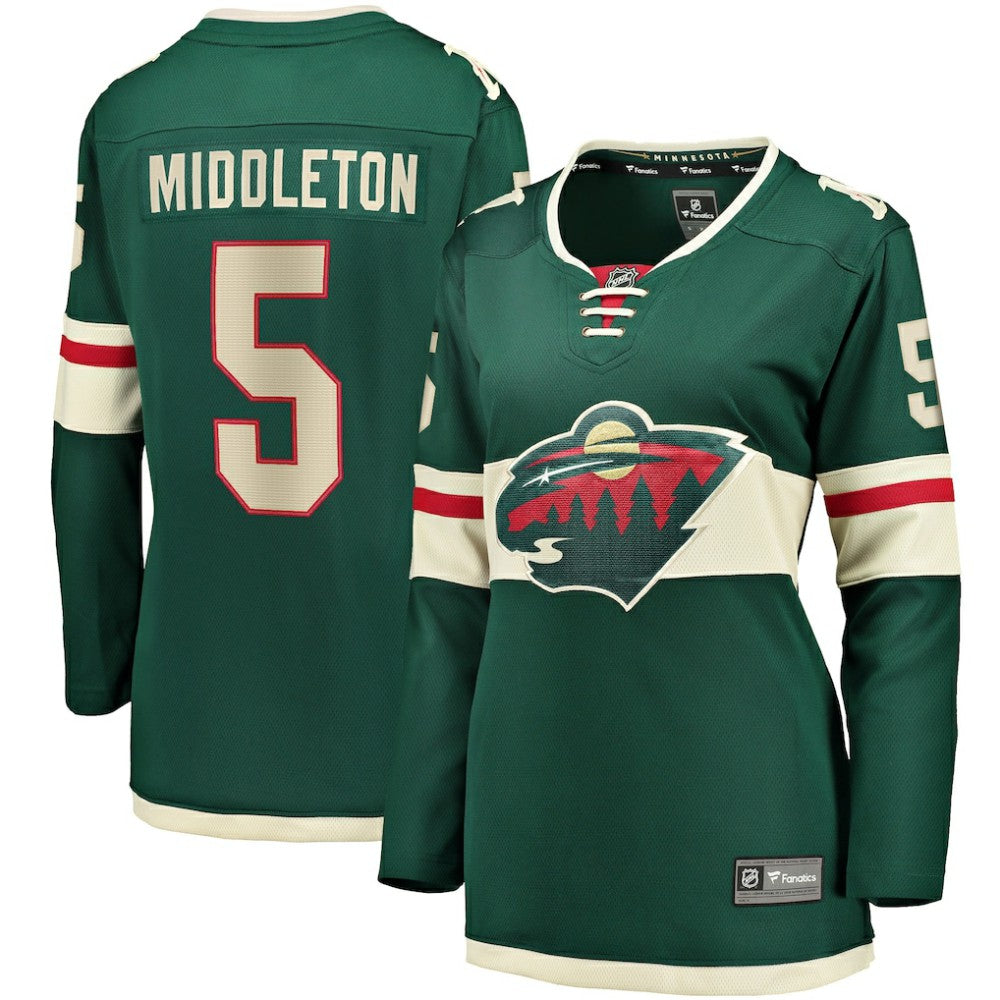 NHL Green Jake Middleton Minnesota Wild Fanatics Women's Home Breakaway Player Jersey