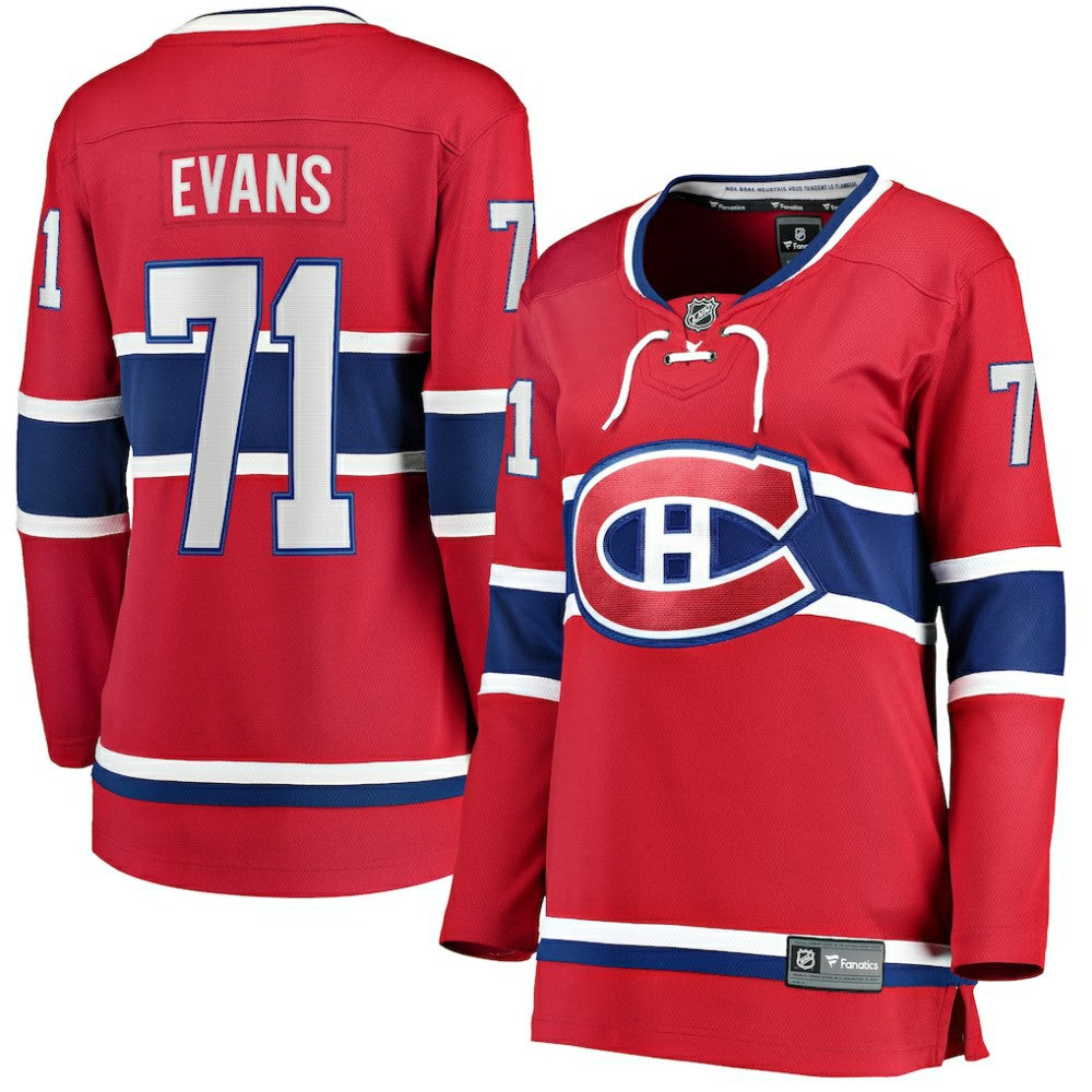 NHL Red Jake Evans Montreal Canadiens Fanatics Women's Home Breakaway Player Jersey