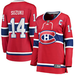 NHL Red Nick Suzuki Montreal Canadiens Fanatics Women's Home Captain Patch Breakaway Player Jersey