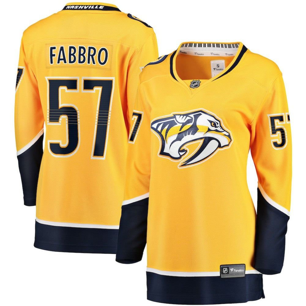 NHL Gold Dante Fabbro Nashville Predators Fanatics Women's Home Breakaway Player Jersey