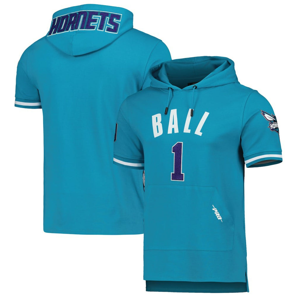 NBA LaMelo Ball Charlotte Hornets Pro Standard Name & Number Short Sleeve Pullover Hoodie