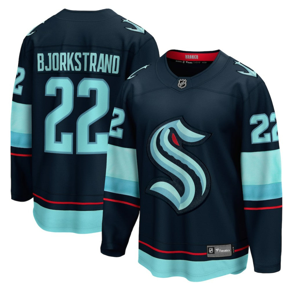 NHL Deep Sea Blue Oliver Bjorkstrand Seattle Kraken Fanatics Home Breakaway Player Jersey