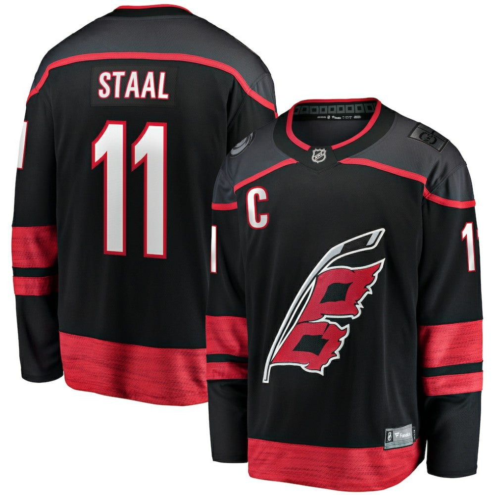 NHL Black Jordan Staal Carolina Hurricanes Fanatics Home Captain Patch Breakaway Player Jersey