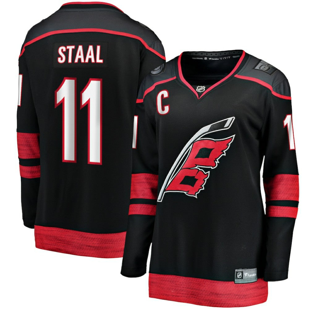 NHL Black Jordan Staal Carolina Hurricanes Fanatics Women's Home Captain Patch Breakaway Player Jersey
