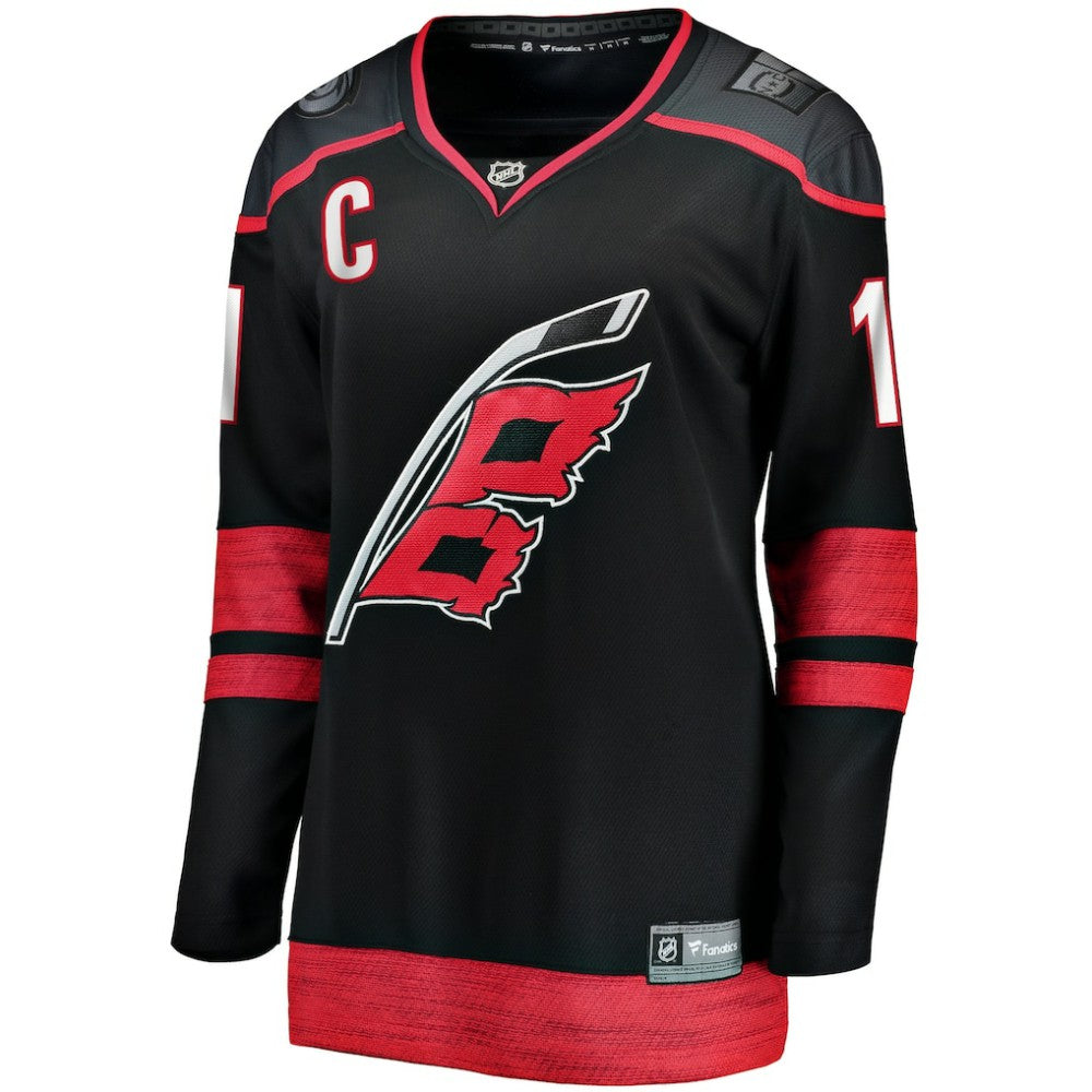 NHL Black Jordan Staal Carolina Hurricanes Fanatics Women's Home Captain Patch Breakaway Player Jersey