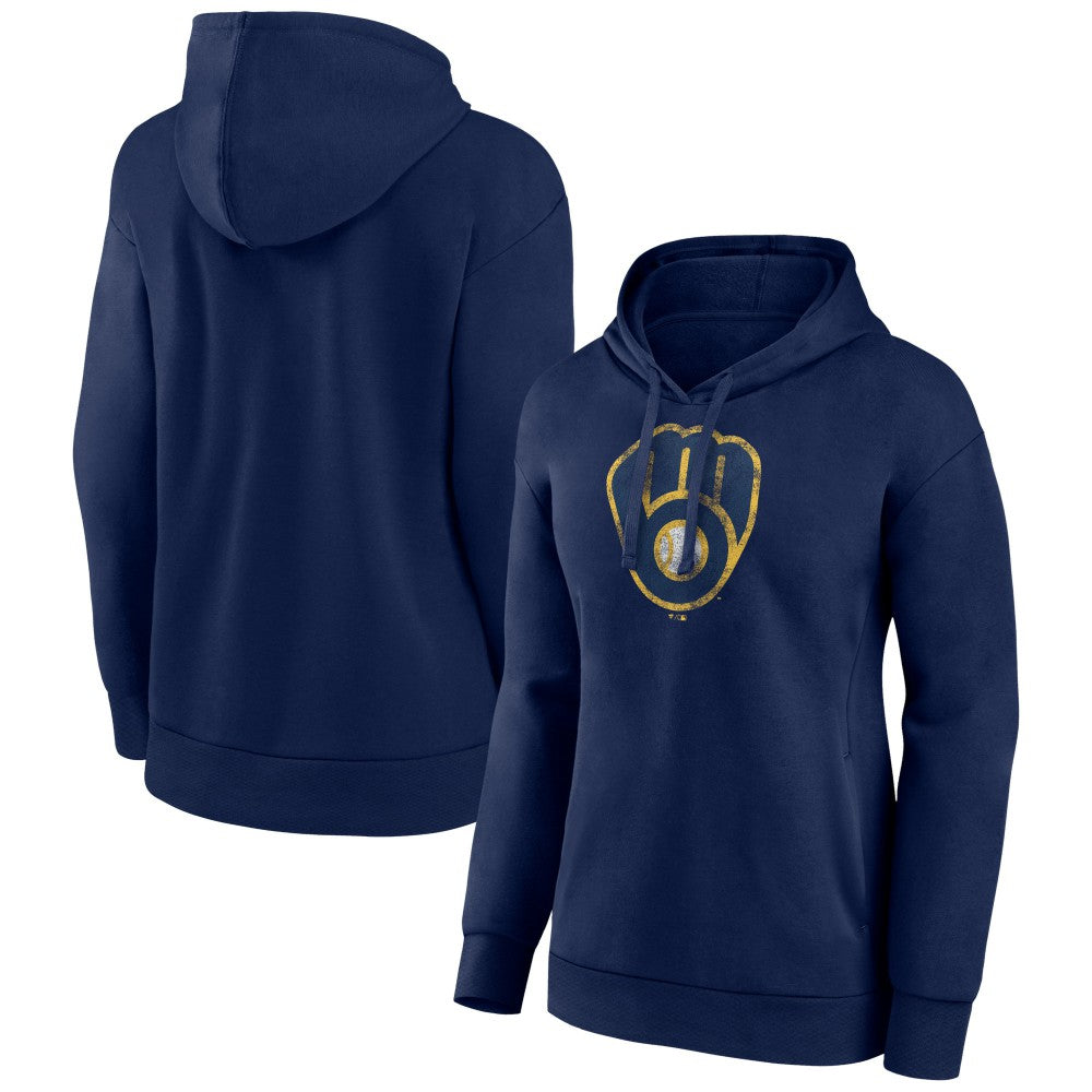 MLB Milwaukee Brewers Women's Distressed Team Pullover Hoodie