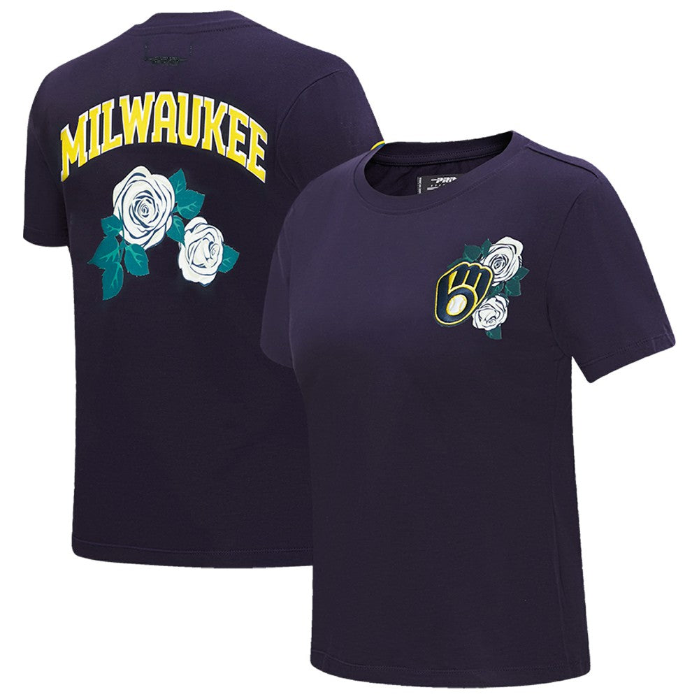 MLB Milwaukee Brewers Pro Standard Women's Roses Fitted T-Shirt