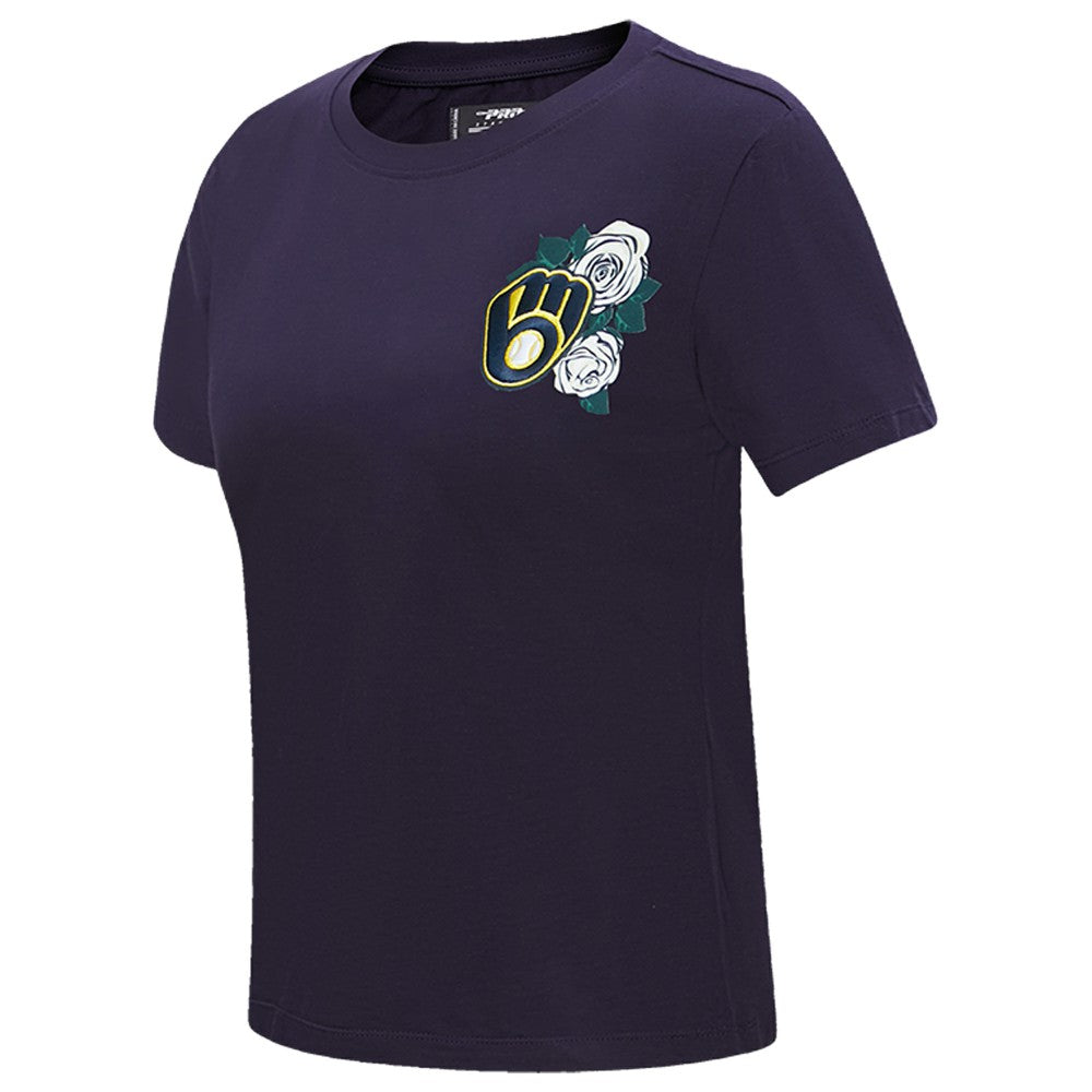 MLB Milwaukee Brewers Pro Standard Women's Roses Fitted T-Shirt