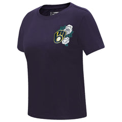 MLB Milwaukee Brewers Pro Standard Women's Roses Fitted T-Shirt