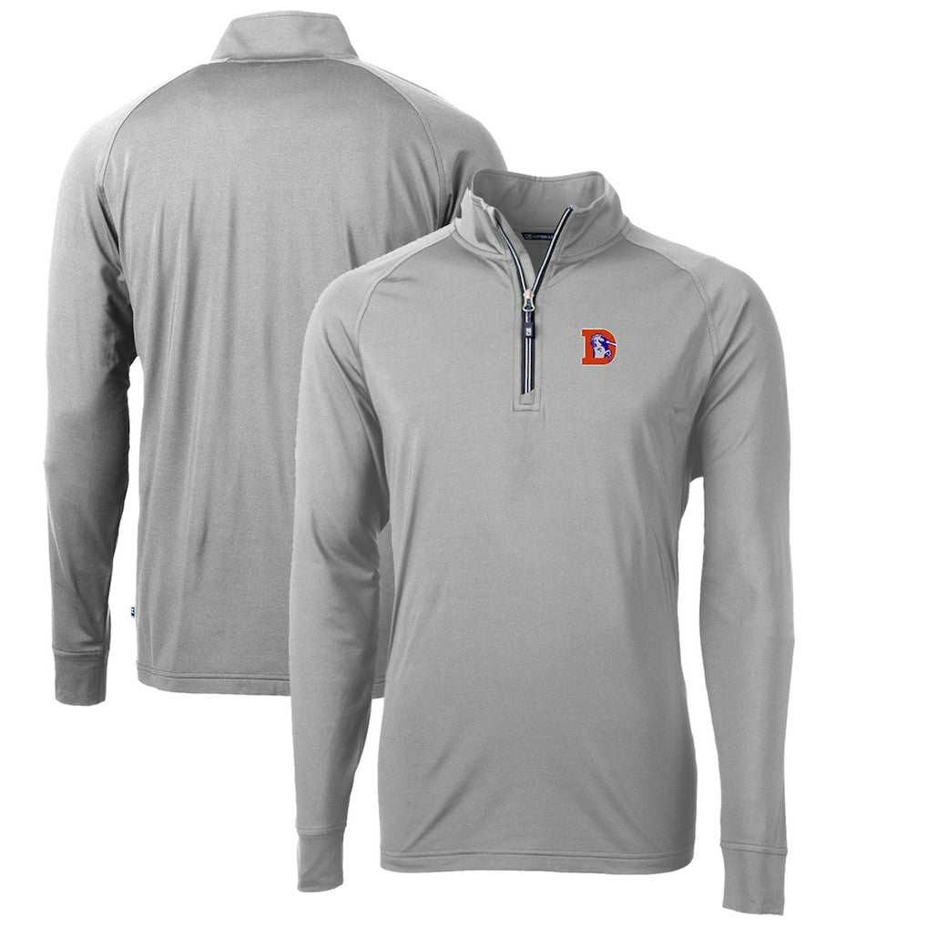 Cutter & Buck Adapt Eco Knit Stretch Recycled Big & Tall Quarter-Zip Throwback Pullover Top - Denver Broncos