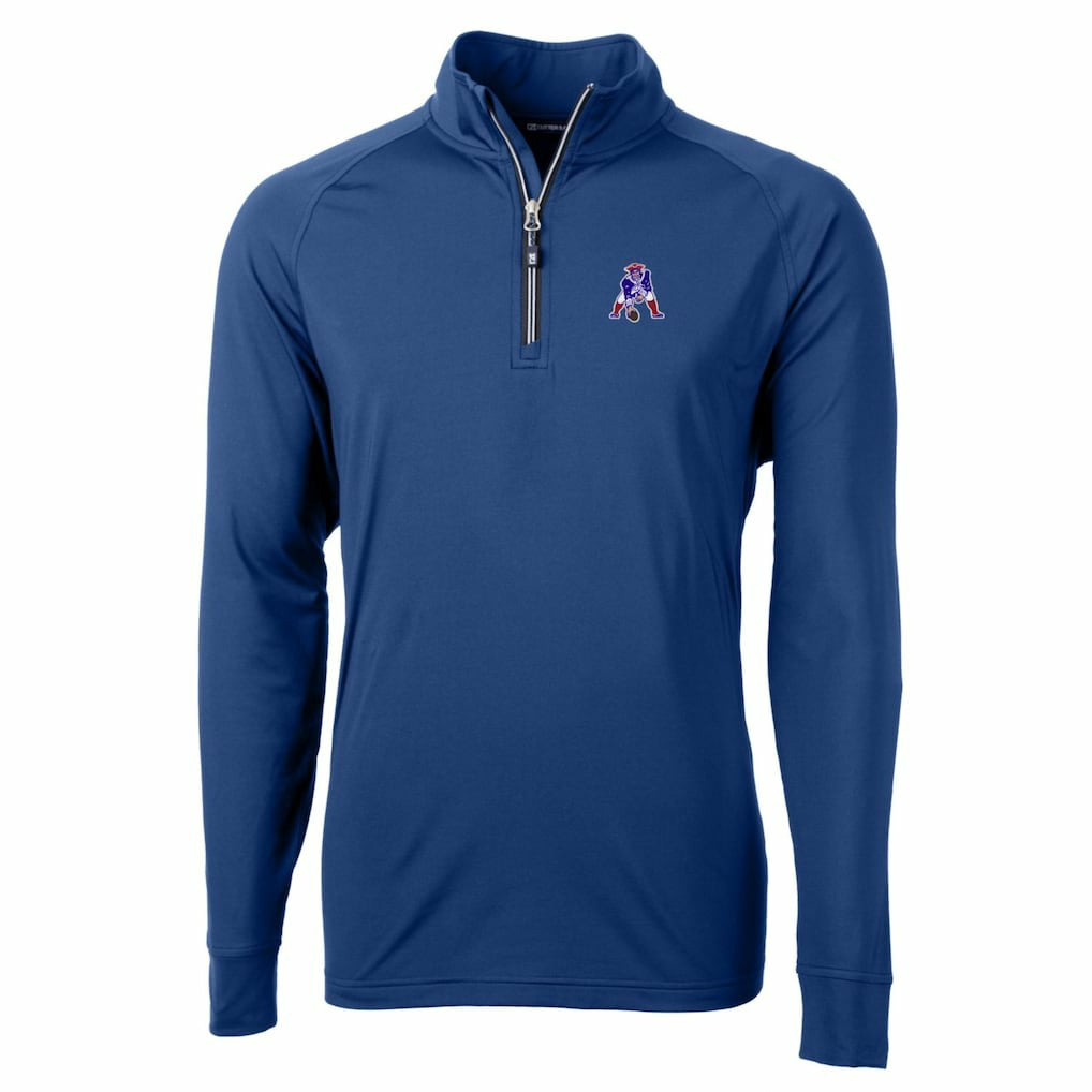 Cutter & Buck Adapt Eco Knit Stretch Recycled Big & Tall Quarter-Zip Throwback Pullover Top - New England Patriots