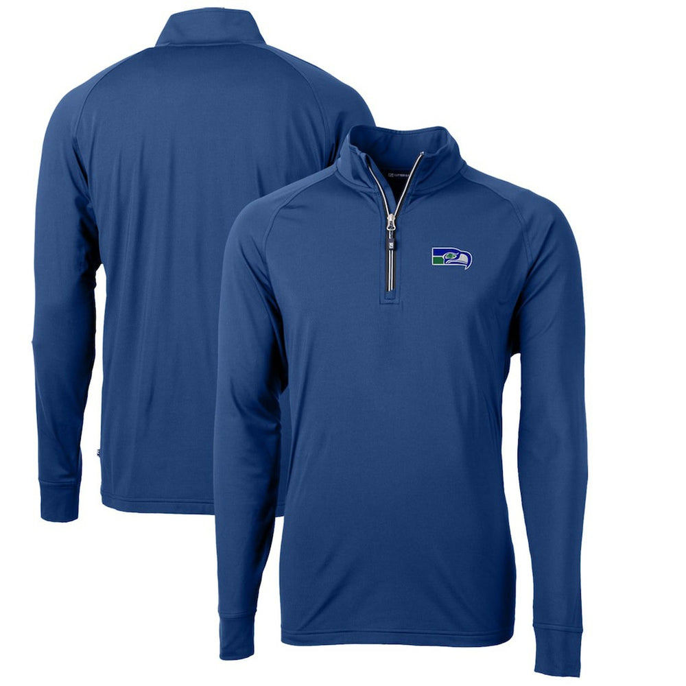 Cutter & Buck Adapt Eco Knit Stretch Recycled Big & Tall Quarter-Zip Throwback Pullover Top - Seattle Seahawks