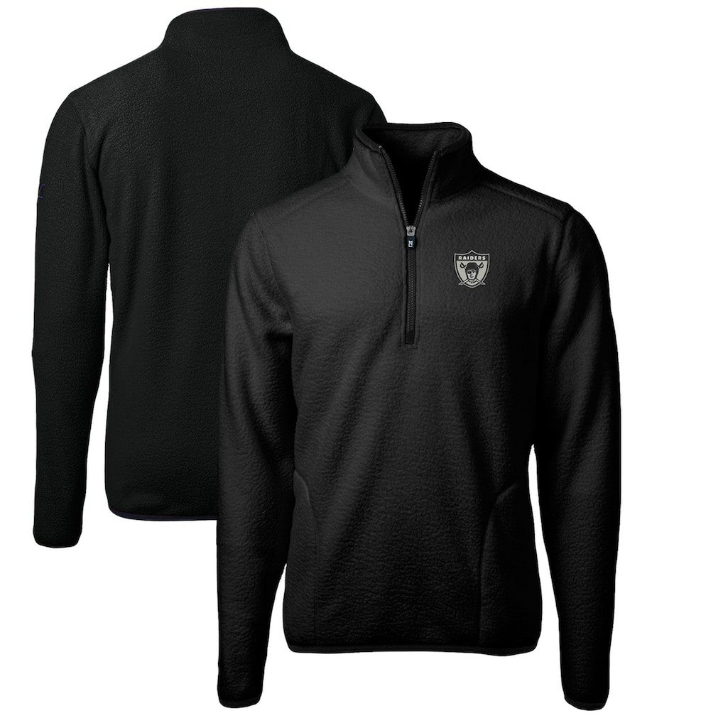 Cutter & Buck Cascade Eco Sherpa Fleece Big & Tall Quarter-Zip Throwback Jacket - Las Vegas Raiders