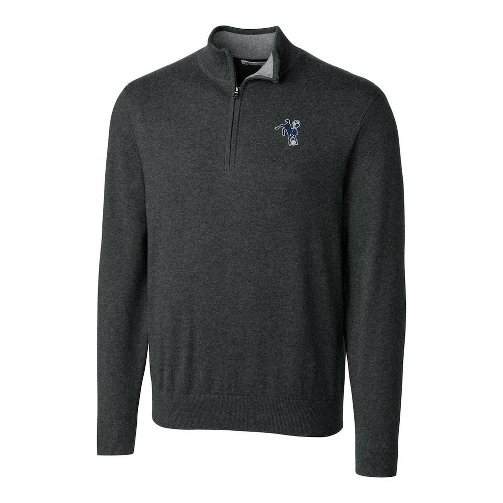 Cutter & Buck Throwback Logo Lakemont Tri-Blend Big & Tall Quarter-Zip Pullover Sweater - Indianapolis Colts