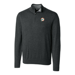Cutter & Buck Throwback Logo Lakemont Tri-Blend Big & Tall Quarter-Zip Pullover Sweater - Miami Dolphins