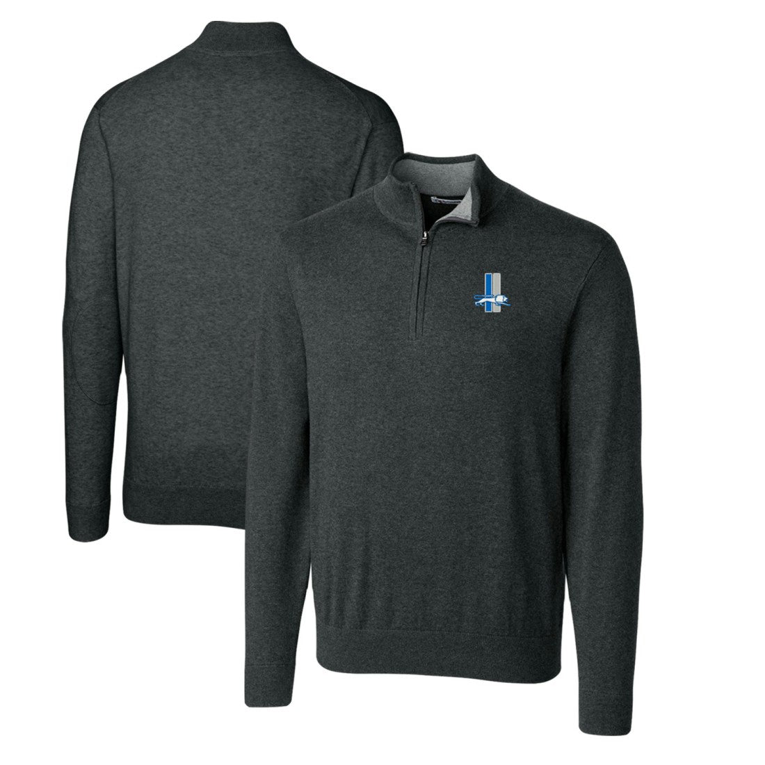 Cutter & Buck Throwback Logo Lakemont Tri-Blend Big & Tall Quarter-Zip Pullover Sweater - Detroit Lions