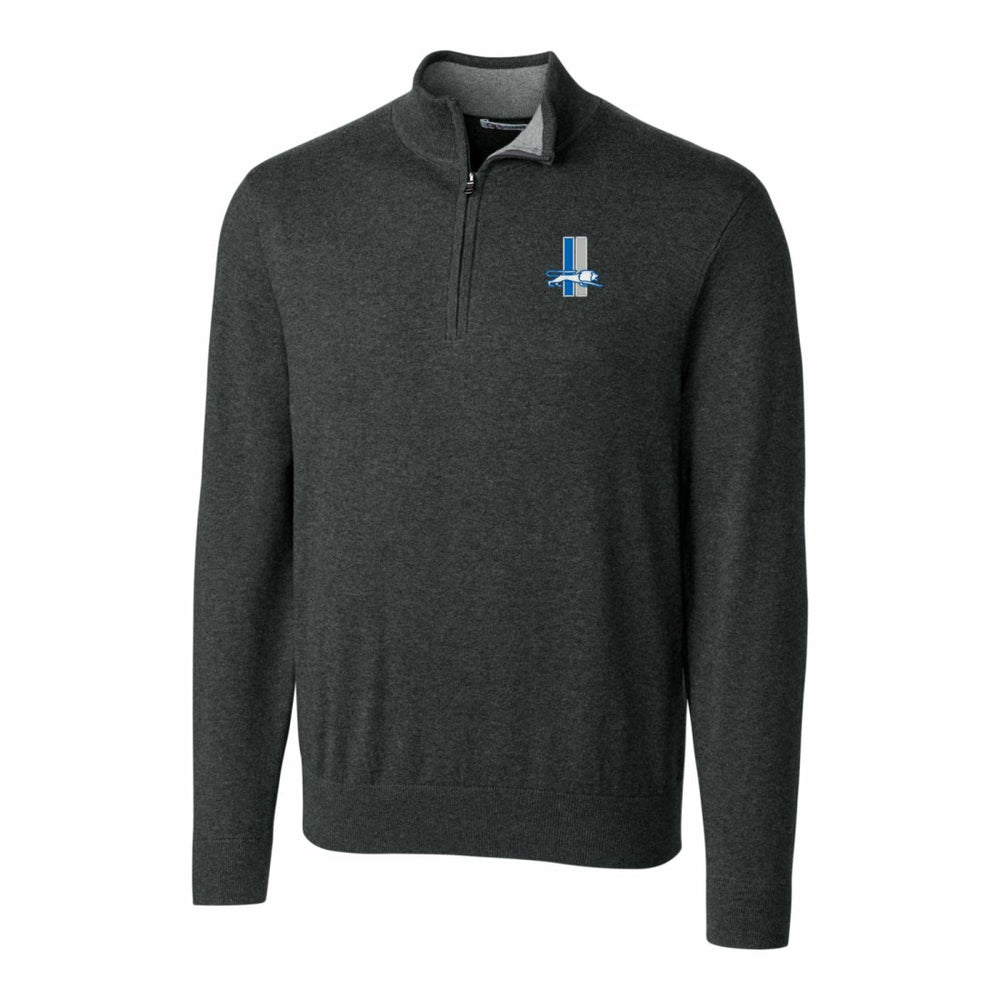 Cutter & Buck Throwback Logo Lakemont Tri-Blend Big & Tall Quarter-Zip Pullover Sweater - Detroit Lions