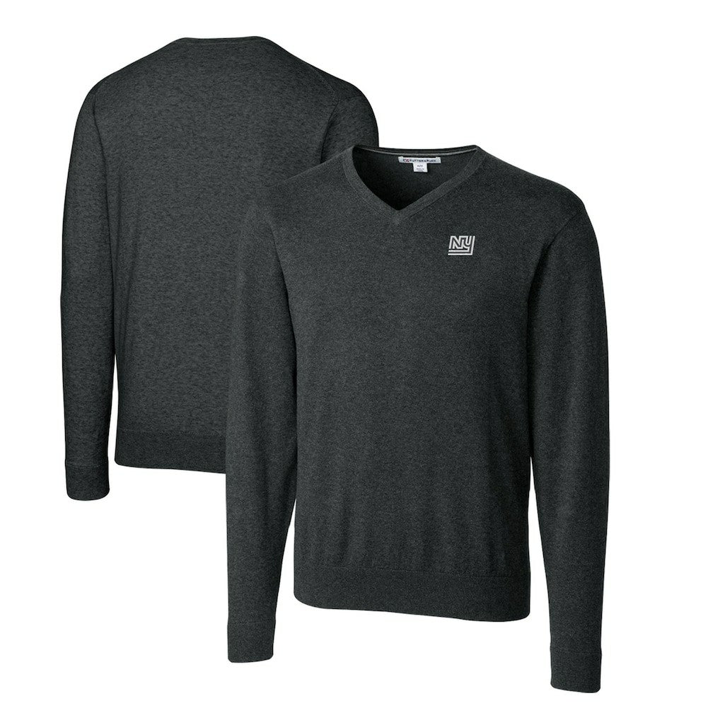 Cutter & Buck Throwback Logo Lakemont Tri-Blend Big & Tall V-Neck Pullover Sweater - New York Giants