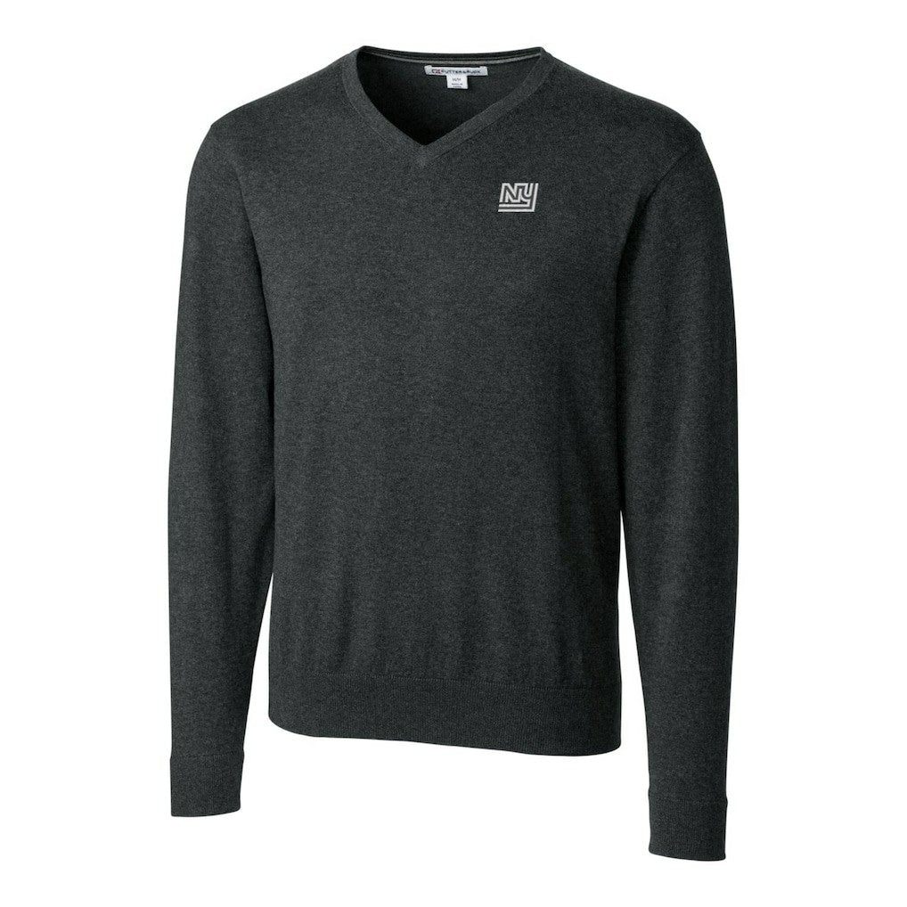 Cutter & Buck Throwback Logo Lakemont Tri-Blend Big & Tall V-Neck Pullover Sweater - New York Giants