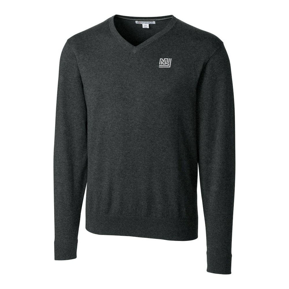 Cutter & Buck Throwback Logo Lakemont Tri-Blend Big & Tall V-Neck Pullover Sweater - New York Giants