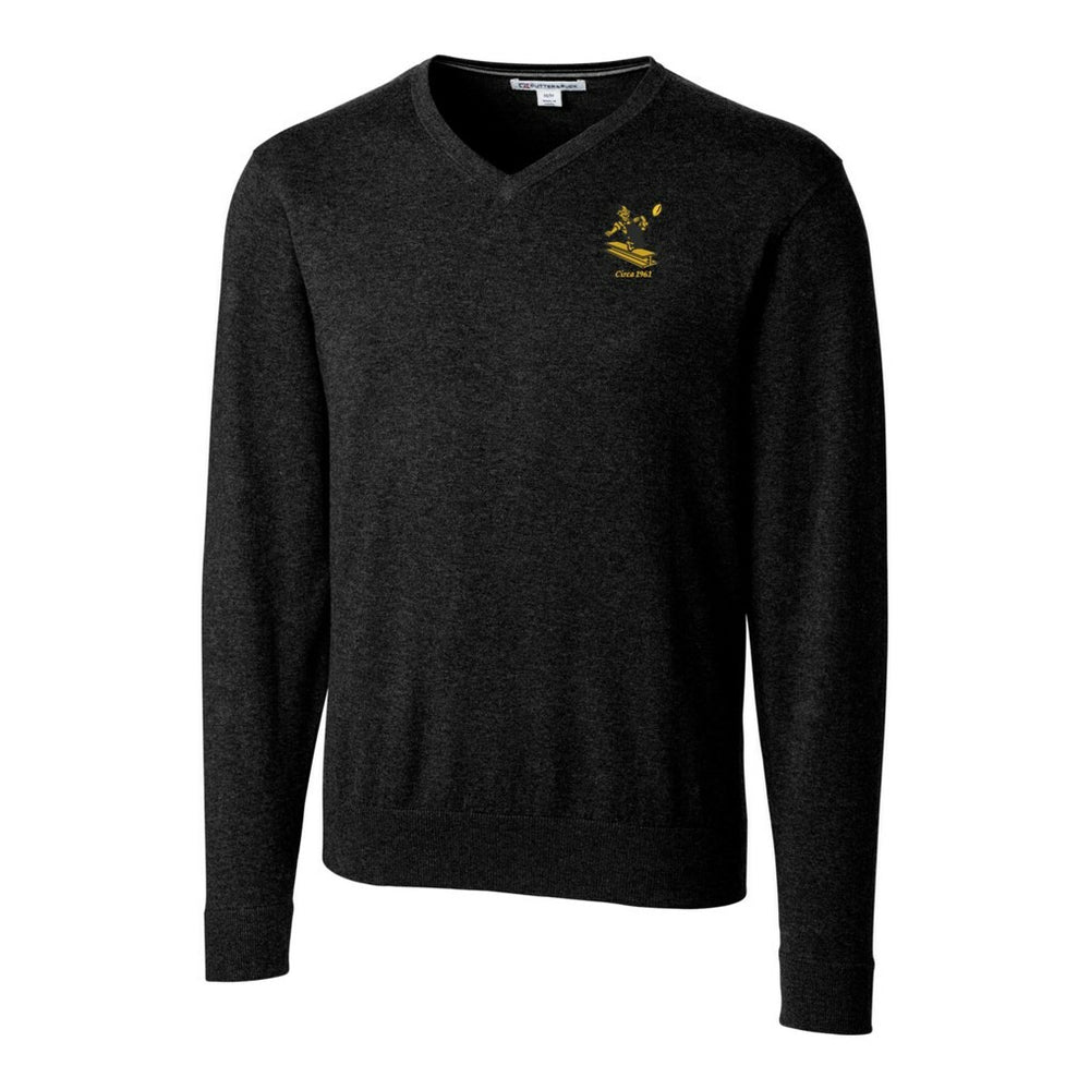 Cutter & Buck Throwback Logo Lakemont Tri-Blend Big & Tall V-Neck Pullover Sweater - Pittsburgh Steelers