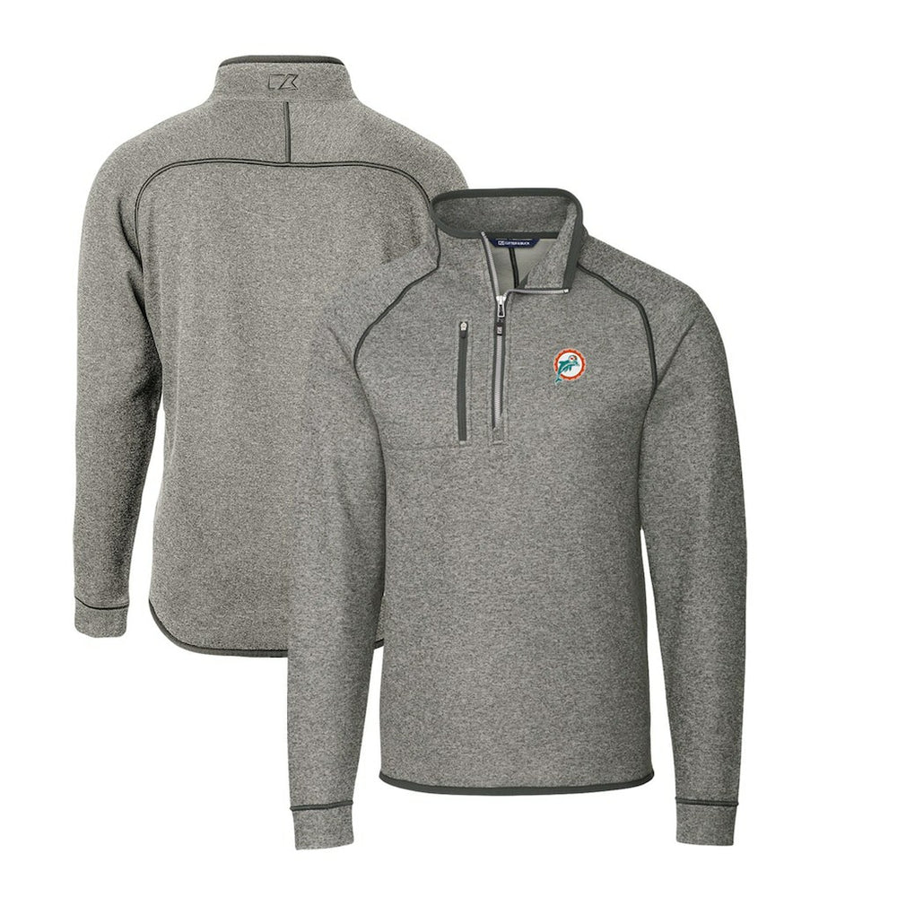 Cutter & Buck Mainsail Sweater-Knit Big & Tall Half-Zip Pullover Jacket - Miami Dolphins