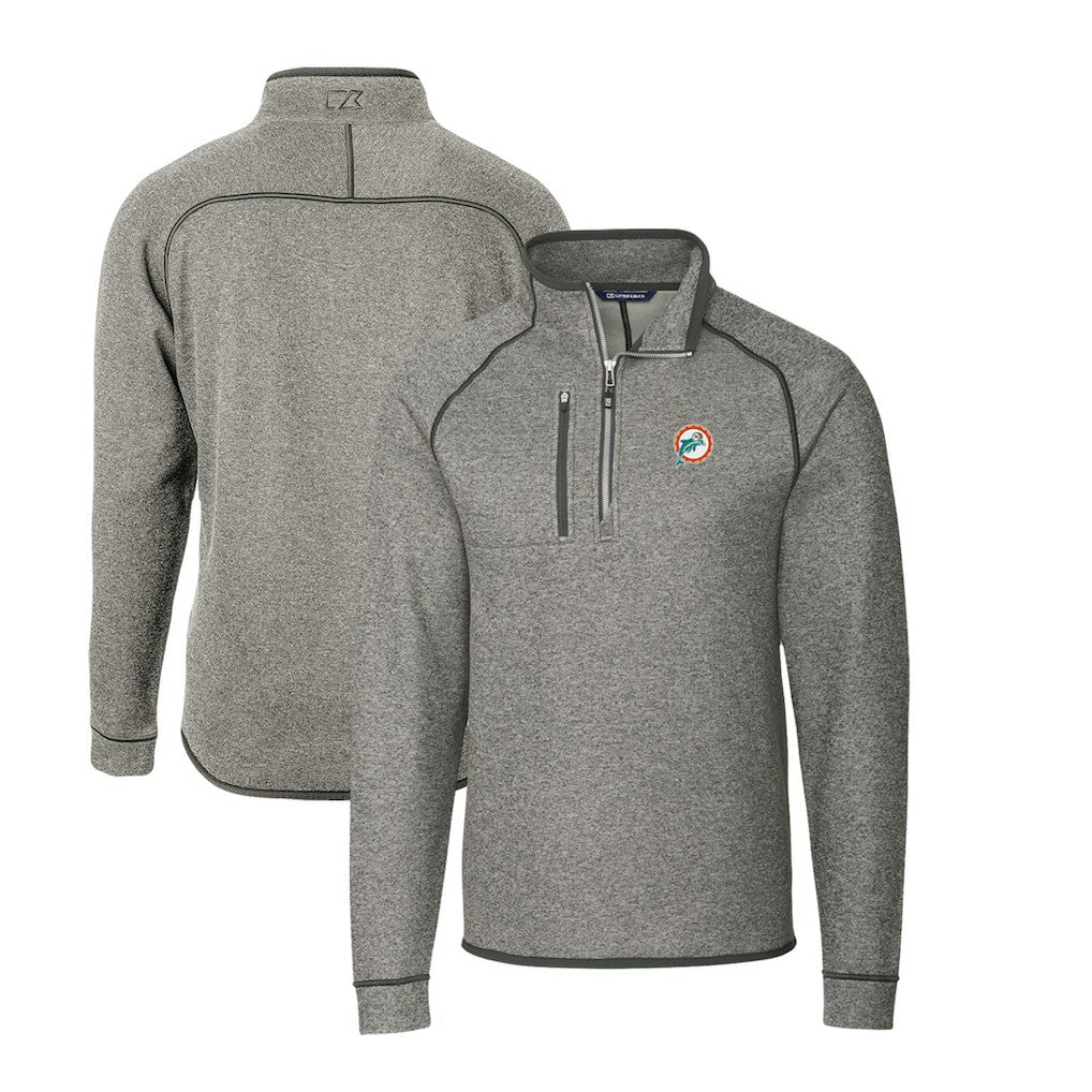 Cutter & Buck Mainsail Sweater-Knit Big & Tall Half-Zip Pullover Jacket - Miami Dolphins