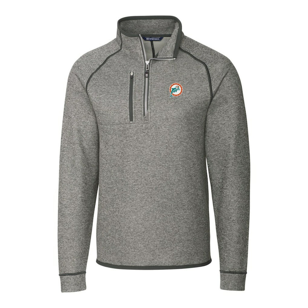 Cutter & Buck Mainsail Sweater-Knit Big & Tall Half-Zip Pullover Jacket - Miami Dolphins
