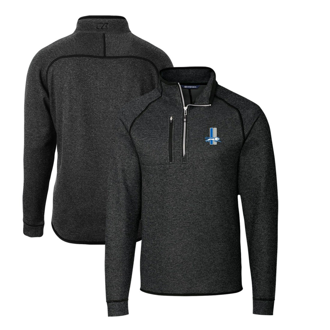 Cutter & Buck Mainsail Sweater-Knit Big & Tall Half-Zip Pullover Jacket - Detroit Lions